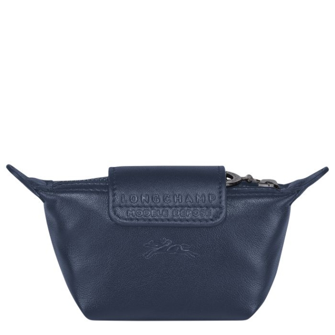 Navy Longchamp Le Pliage Cuir Women's Cardholders & Coin Purses | US-7985PIG