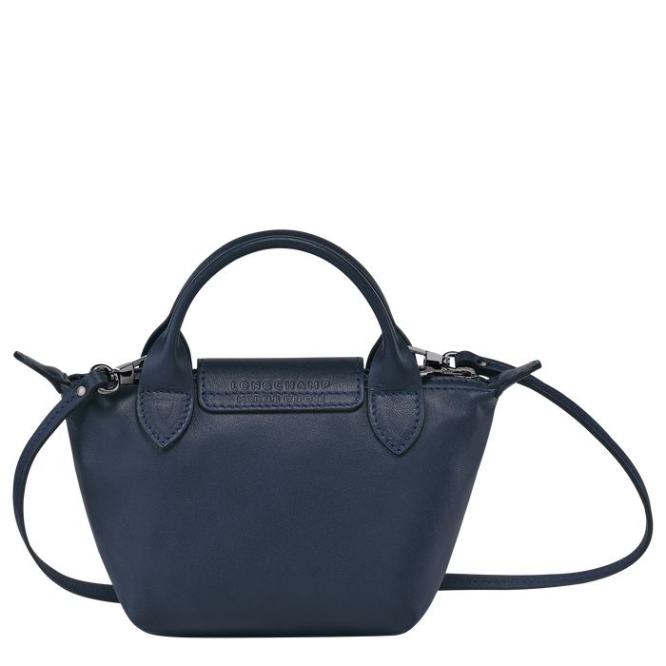 Navy Longchamp Le Pliage Cuir Women's Crossbody Bags | US-6493MKP