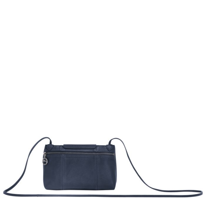 Navy Longchamp Le Pliage Cuir Women's Crossbody Bags | US-8024WXD