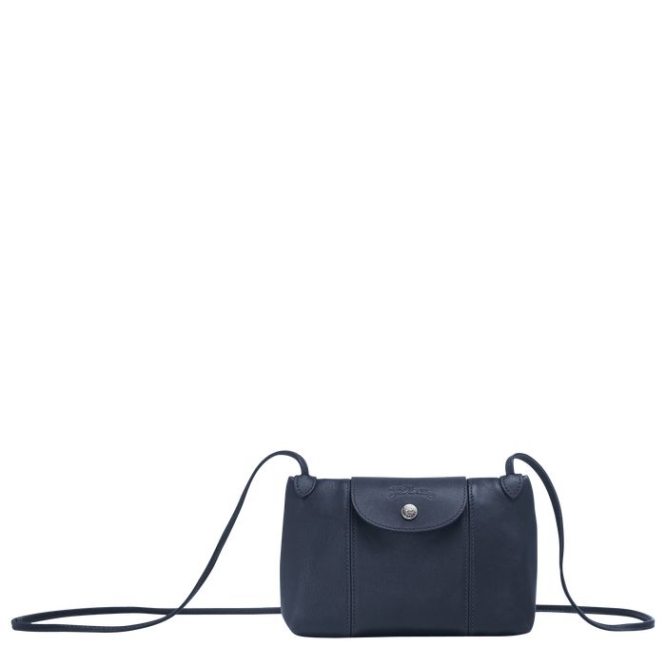 Navy Longchamp Le Pliage Cuir Women\'s Crossbody Bags | US-8024WXD