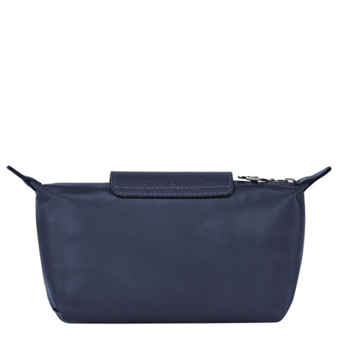 Navy Longchamp Le Pliage Cuir Women's Pouches & Cases | US-4572XGB