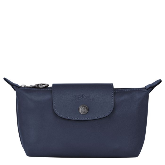 Navy Longchamp Le Pliage Cuir Women\'s Pouches & Cases | US-4572XGB