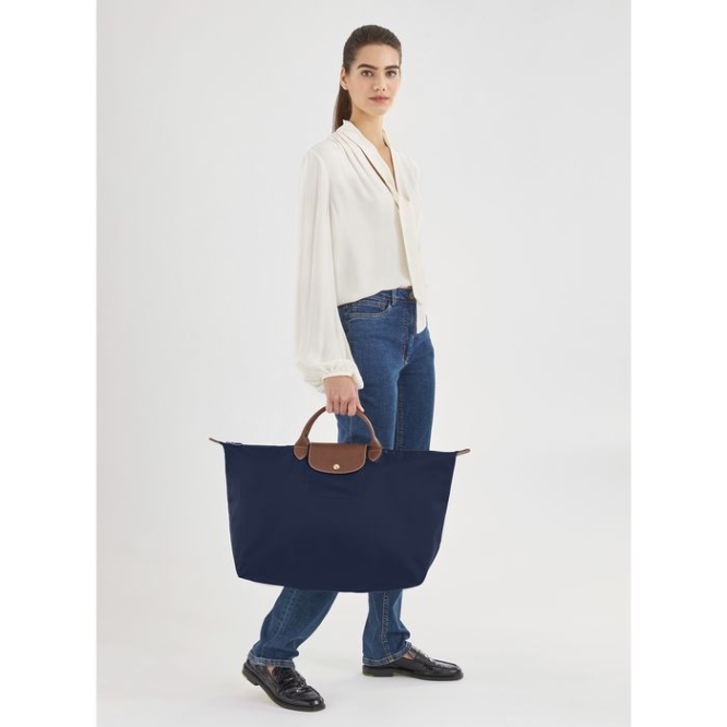 Navy Longchamp Le Pliage L Men's Travel Bags | US-1570KQD