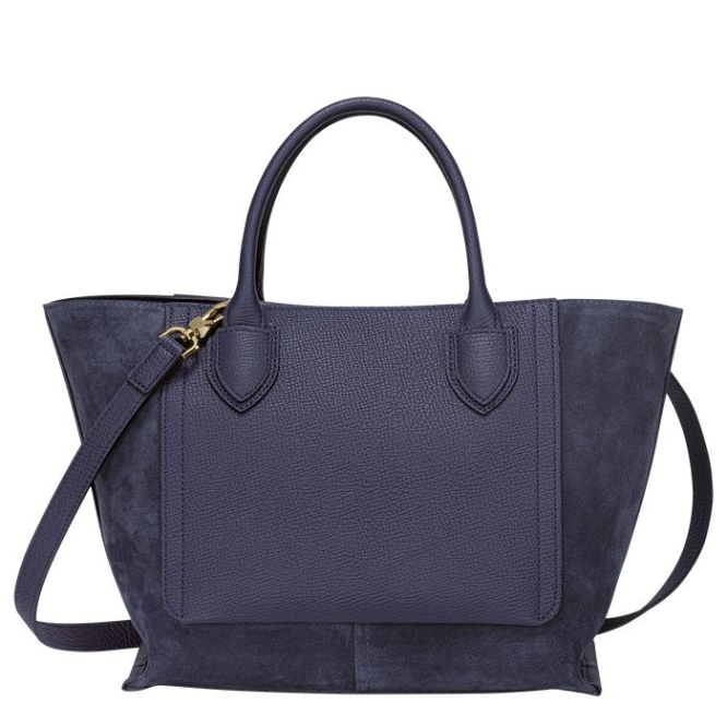 Navy Longchamp Mailbox M Women's Top-handle Bags | US-6013BNY