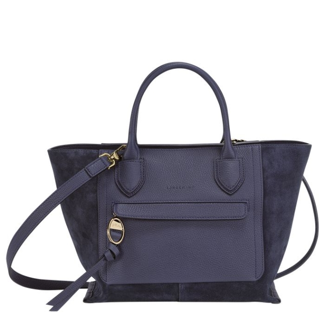 Navy Longchamp Mailbox M Women\'s Top-handle Bags | US-6013BNY