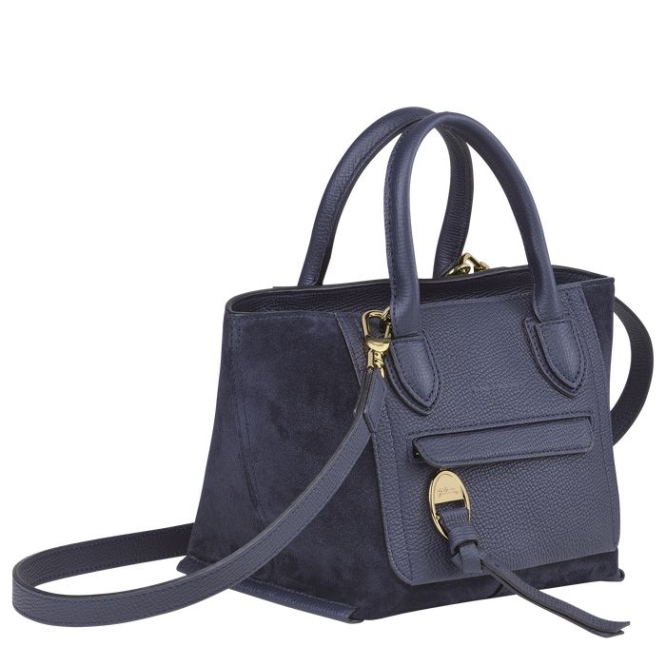 Navy Longchamp Mailbox S Women's Top-handle Bags | US-0781VEW