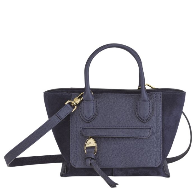 Navy Longchamp Mailbox S Women\'s Top-handle Bags | US-0781VEW