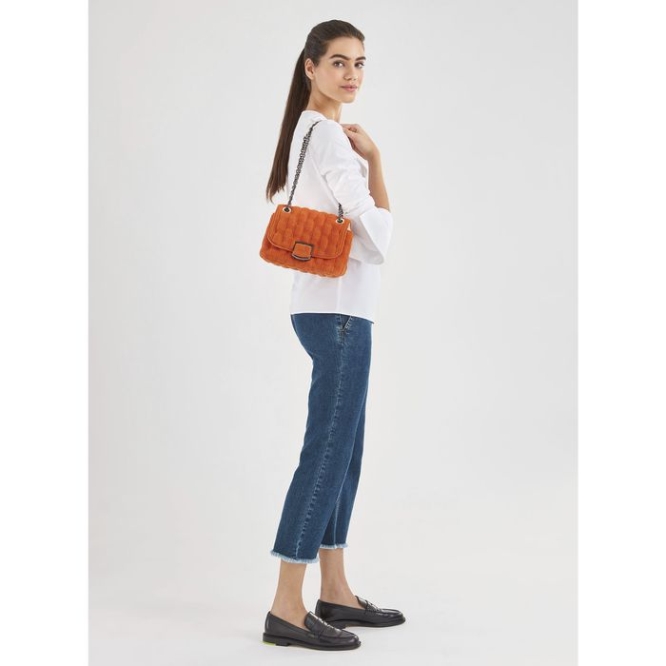 Orange Longchamp Brioche Eponge S Women's Crossbody Bags | US-3206FOZ