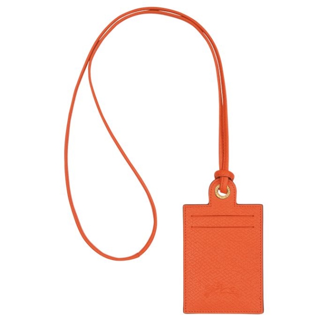 Orange Longchamp Cuir De Russie Men's Cardholders & Coin Purses | US-7834FMS