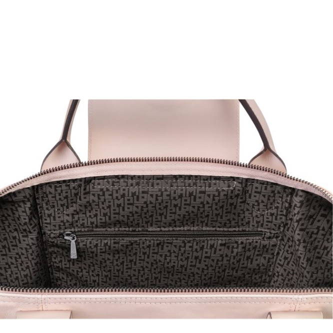 Pink Longchamp Le Pliage Cuir M Women's Top-handle Bags | US-2406RVJ