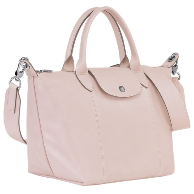 Pink Longchamp Le Pliage Cuir S Women's Top-handle Bags | US-7438YCA