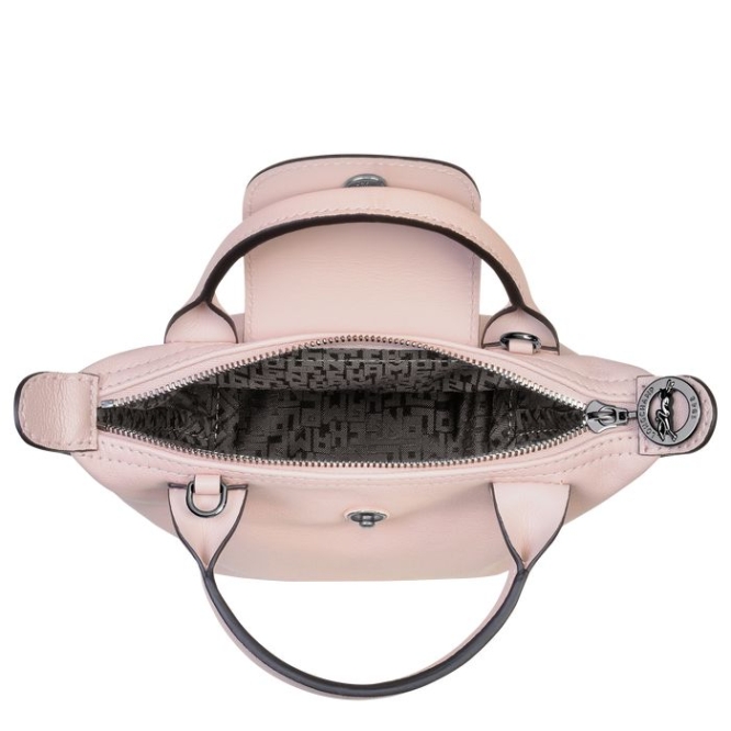 Pink Longchamp Le Pliage Cuir Women's Crossbody Bags | US-8045LSU