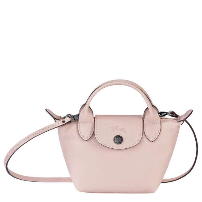 Pink Longchamp Le Pliage Cuir Women\'s Crossbody Bags | US-8045LSU