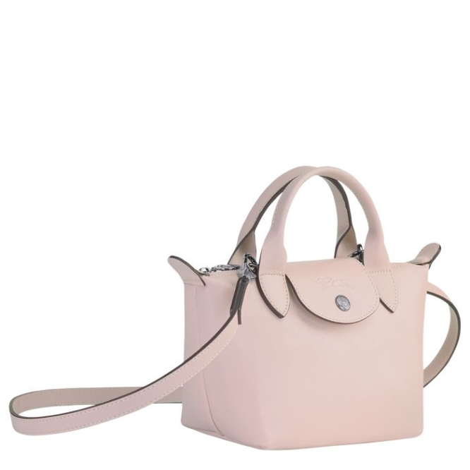 Pink Longchamp Le Pliage Cuir XS Women's Top-handle Bags | US-8016PUE