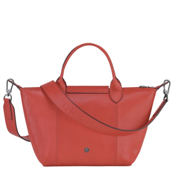 Red Longchamp Le Pliage Cuir S Women's Top-handle Bags | US-0619ECK