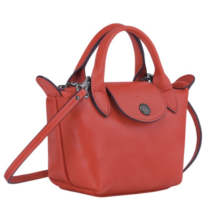 Red Longchamp Le Pliage Cuir Women's Crossbody Bags | US-1694IQY