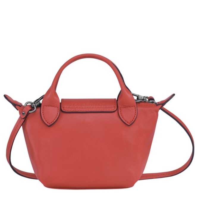 Red Longchamp Le Pliage Cuir Women's Crossbody Bags | US-1694IQY