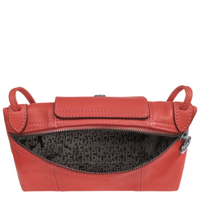 Red Longchamp Le Pliage Cuir Women's Crossbody Bags | US-2401GPT