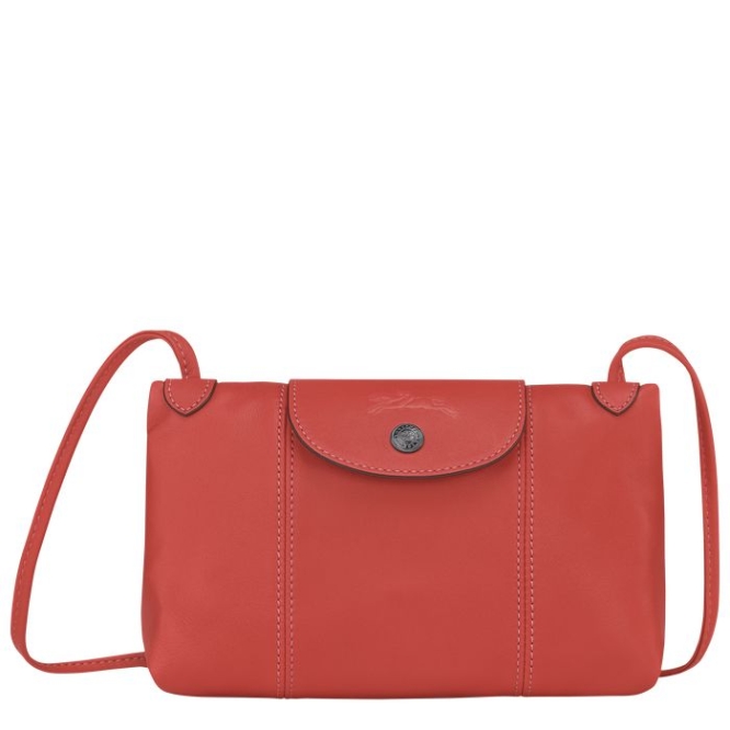 Red Longchamp Le Pliage Cuir Women\'s Crossbody Bags | US-2401GPT