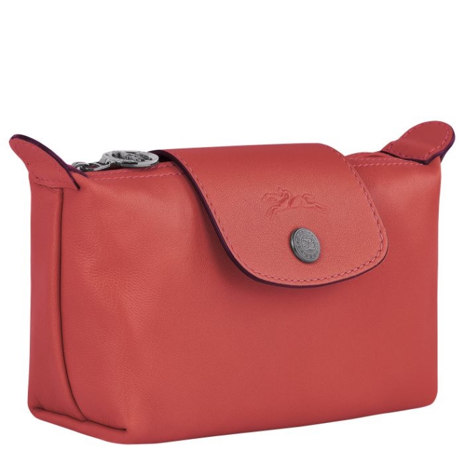 Red Longchamp Le Pliage Cuir Women's Pouches & Cases | US-1960TCD