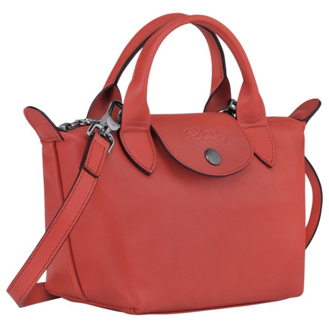 Red Longchamp Le Pliage Cuir XS Women's Top-handle Bags | US-6958CKQ