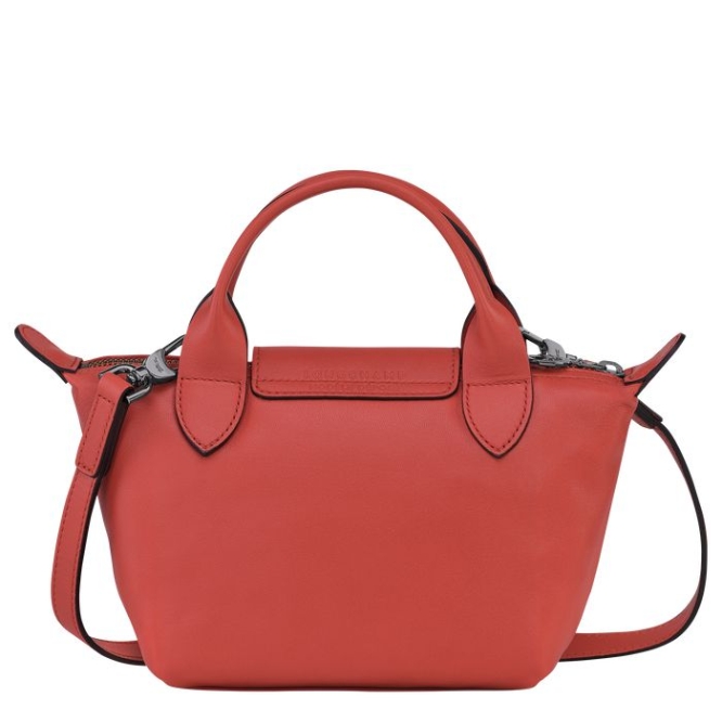 Red Longchamp Le Pliage Cuir XS Women's Top-handle Bags | US-6958CKQ