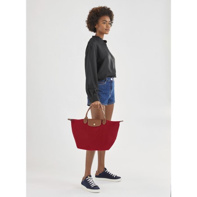 Red Longchamp Le Pliage Original M Women's Top-handle Bags | US-3648CFD