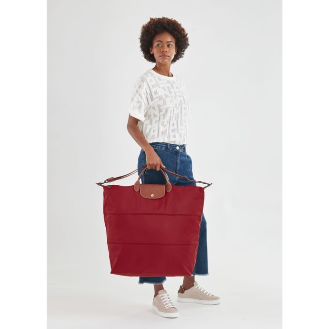 Red Longchamp Le Pliage Women's Travel Bags | US-3649IZC