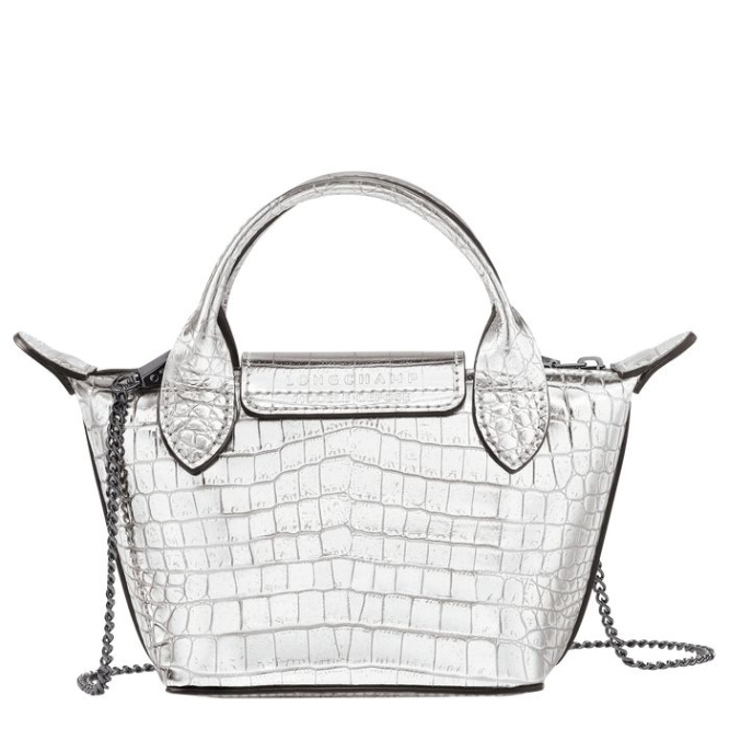 Silver Longchamp Le Pliage Cuir Croco Women's Crossbody Bags | US-3608WZP