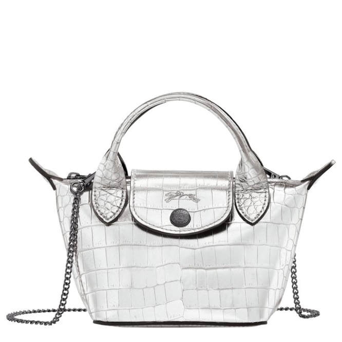 Silver Longchamp Le Pliage Cuir Croco Women\'s Crossbody Bags | US-3608WZP