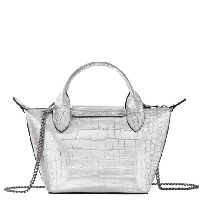 Silver Longchamp Le Pliage Cuir Croco XS Women's Top-handle Bags | US-1502QTZ