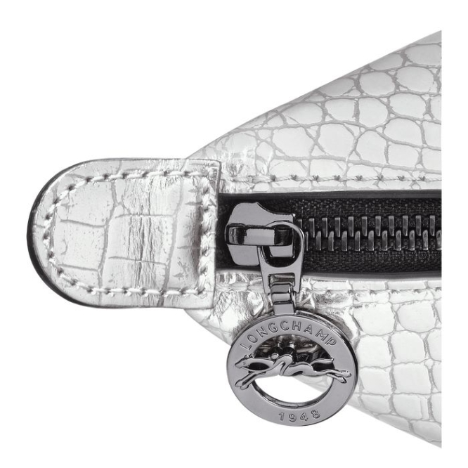 Silver Longchamp Le Pliage Cuir Croco XS Women's Top-handle Bags | US-1502QTZ