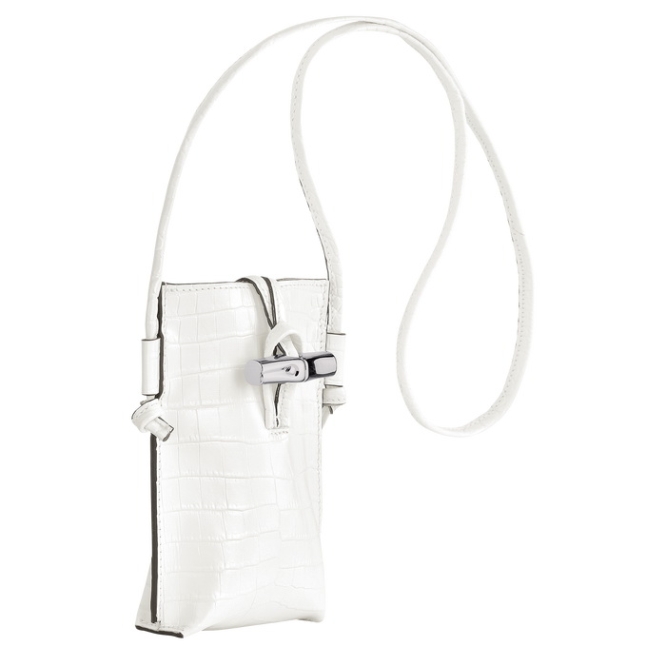 White Longchamp Roseau Croco Women's Phone Cases | US-9723IMT