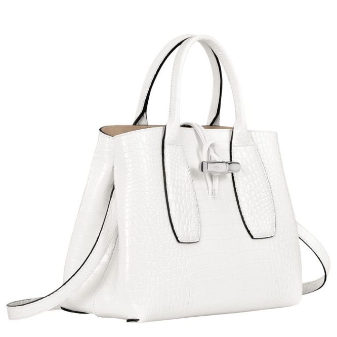 White Longchamp Roseau M Women's Top-handle Bags | US-1280OKB