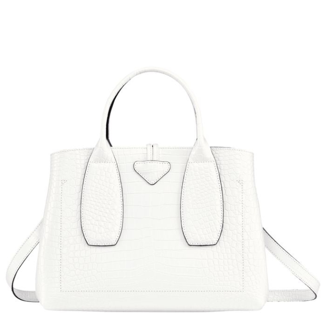 White Longchamp Roseau M Women's Top-handle Bags | US-1280OKB