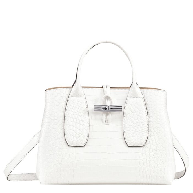 White Longchamp Roseau M Women\'s Top-handle Bags | US-1280OKB