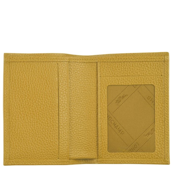 Yellow Longchamp Le Foulonné Men's Cardholders & Coin Purses | US-4839DHC