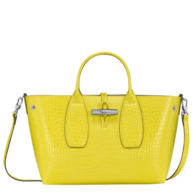 Yellow Longchamp Roseau M Women's Top-handle Bags | US-9802MXT