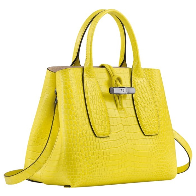 Yellow Longchamp Roseau M Women's Top-handle Bags | US-9802MXT