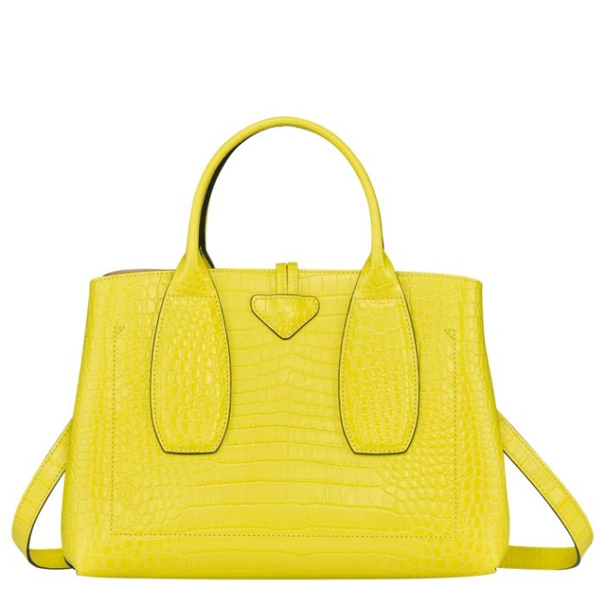 Yellow Longchamp Roseau M Women's Top-handle Bags | US-9802MXT