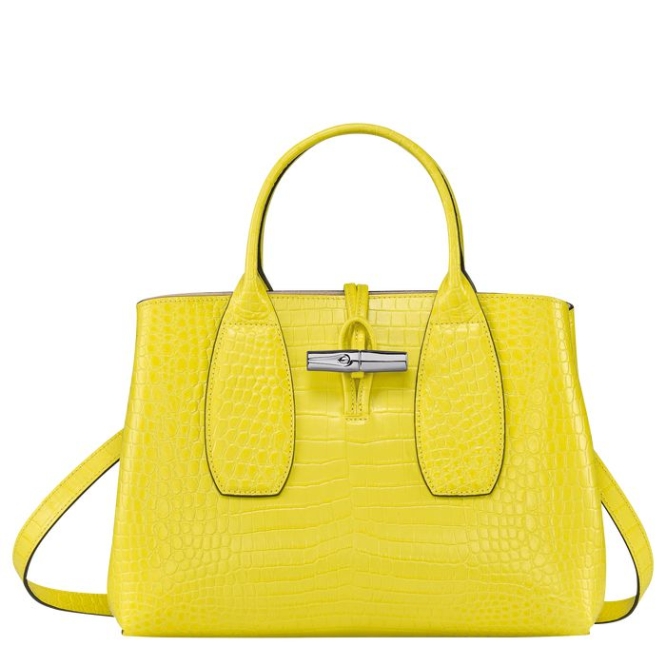 Yellow Longchamp Roseau M Women\'s Top-handle Bags | US-9802MXT