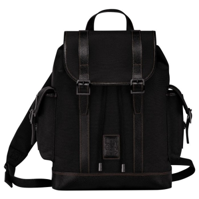 Black Longchamp Boxford Men's Backpacks | US-6941IBO