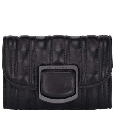 Black Longchamp Brioche Women's Cardholders & Coin Purses | US-1925ONP