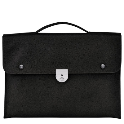 Black Longchamp Le Foulonné S Women's Document Holders | US-0368NPR