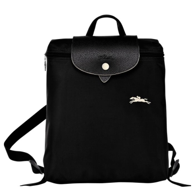 Black Longchamp Le Pliage Club Women's Backpacks | US-9651DOA