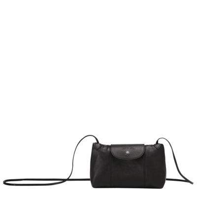 Black Longchamp Le Pliage Cuir Women's Crossbody Bags | US-0816USY