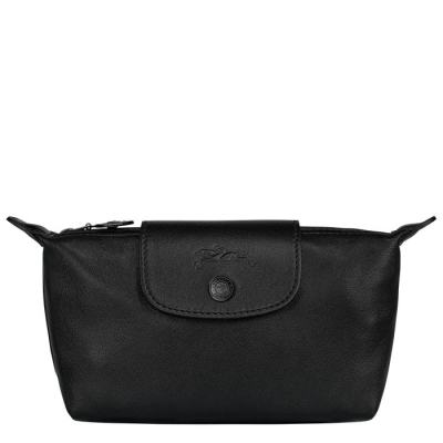 Black Longchamp Le Pliage Cuir Women's Pouches & Cases | US-8061HNX