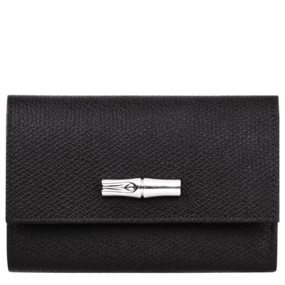 Black Longchamp Roseau Women's Wallets | US-1560LQW