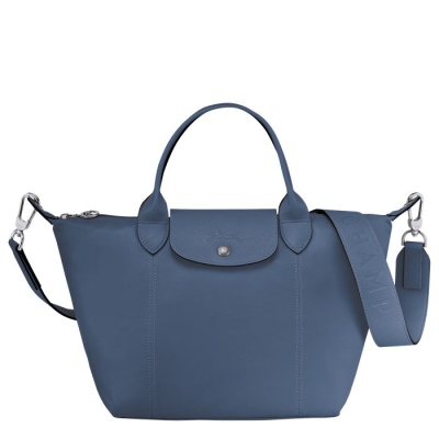 Blue Longchamp Le Pliage Cuir S Women's Top-handle Bags | US-9865XNR