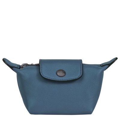 Blue Longchamp Le Pliage Cuir Women's Cardholders & Coin Purses | US-2851EOL